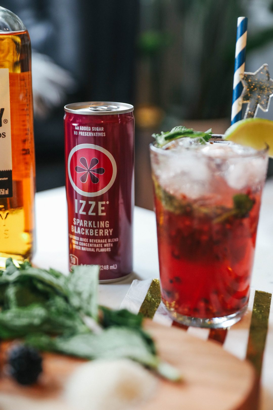 End of Summer Sparkler Cocktail with IZZE Blackberry Sparkling Juice.