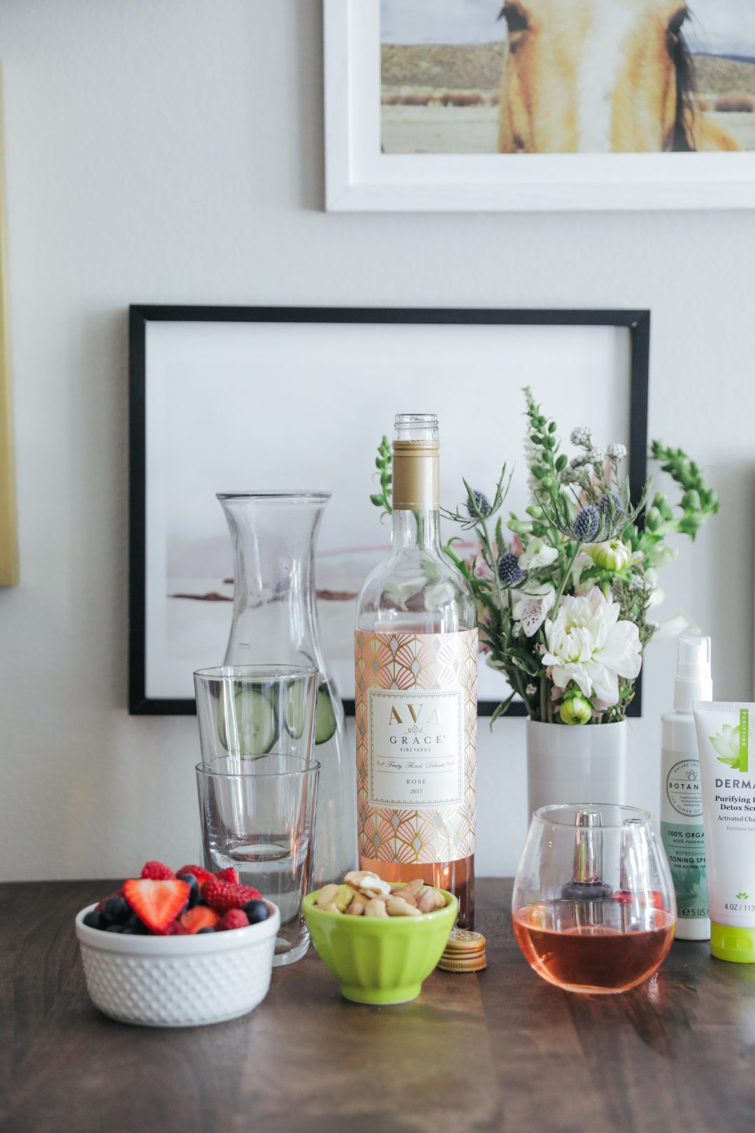 How To Host An At Home Spa Night with AVA Grace wine.